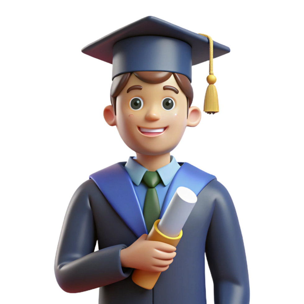 inspired coastal Graduate in cap and gown holding diploma, NO BACKGROUND with Transparent Background. exclusive png