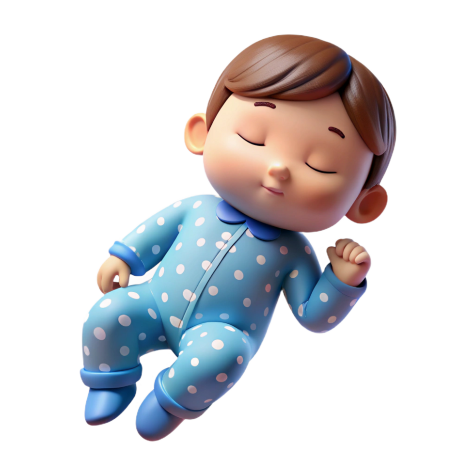 harmonious majestic Sleeping baby in pajamas, NO BACKGROUND with Transparent Background. high resolution png