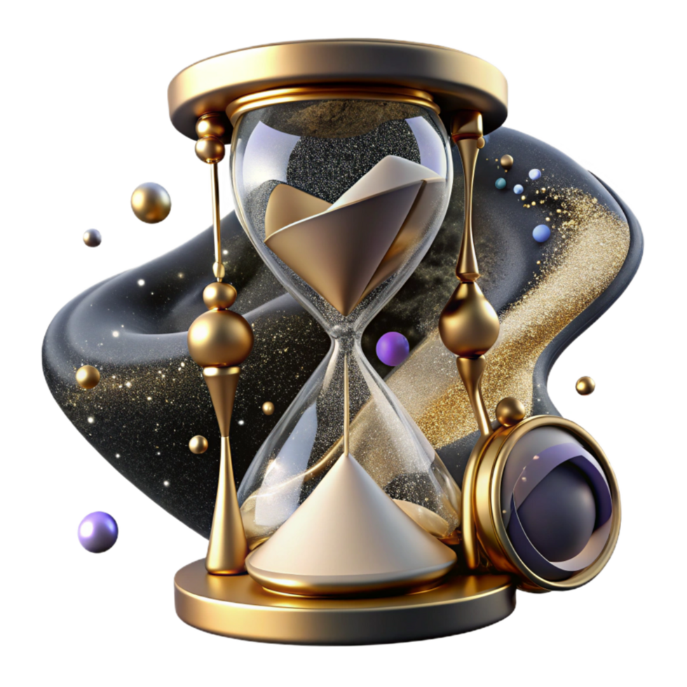 serene classic Broken Hourglass with Scattered Sand Cutout genuine png