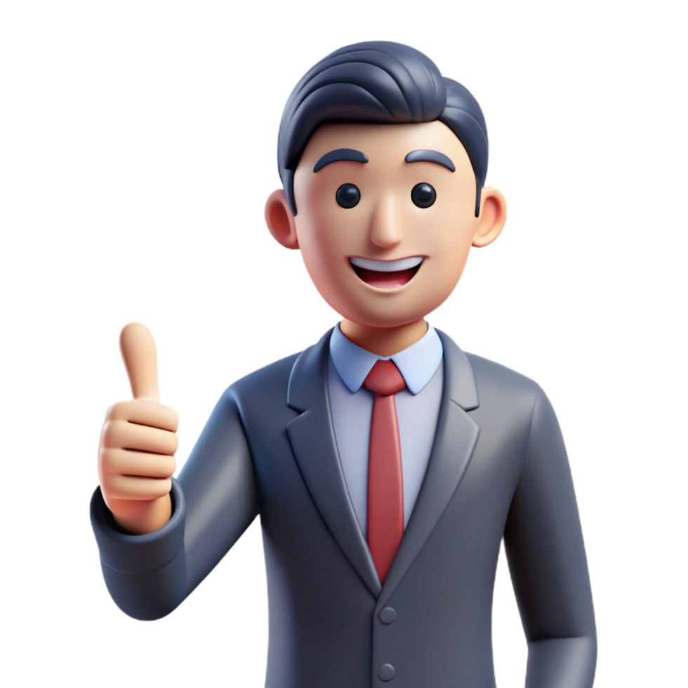 hypnotic whimsical industrial Businessman giving thumbs up, NO BACKGROUND with Transparent Background. refined png