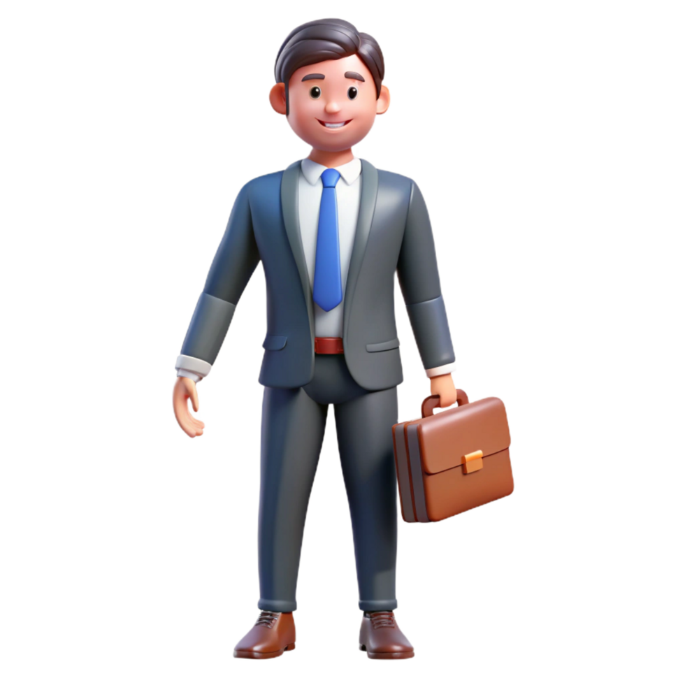 fascinating geometric Man in suit with briefcase, NO BACKGROUND with Transparent Background. high quality png