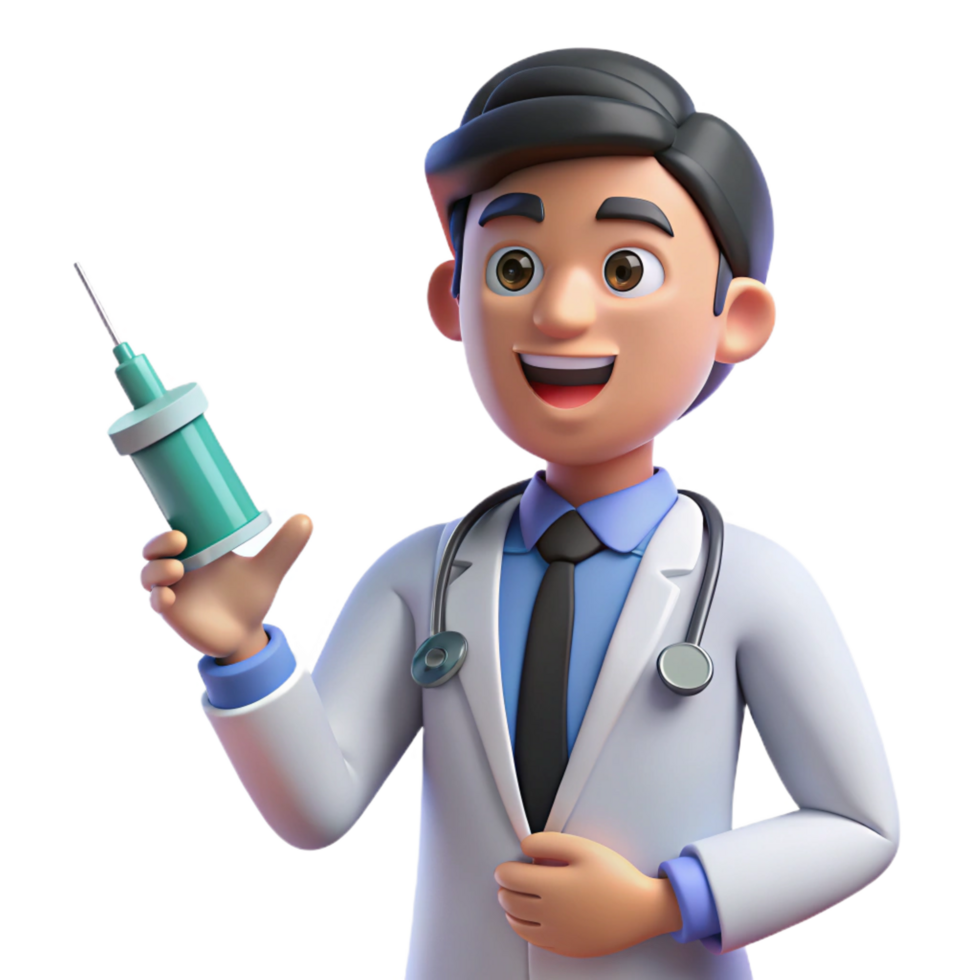 extraordinary celebrated Doctor holding syringe, NO BACKGROUND with Transparent Background. png