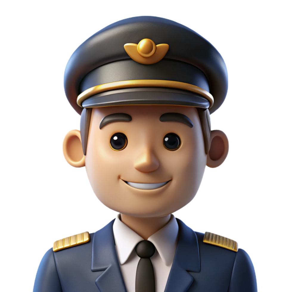exquisite industrial Pilot in uniform, NO BACKGROUND with Transparent Background. artisan png