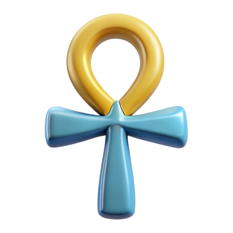 exemplary geometric Ankh, Egyptian symbol of life. NO BACKGROUND with Transparent Background. museum quality png