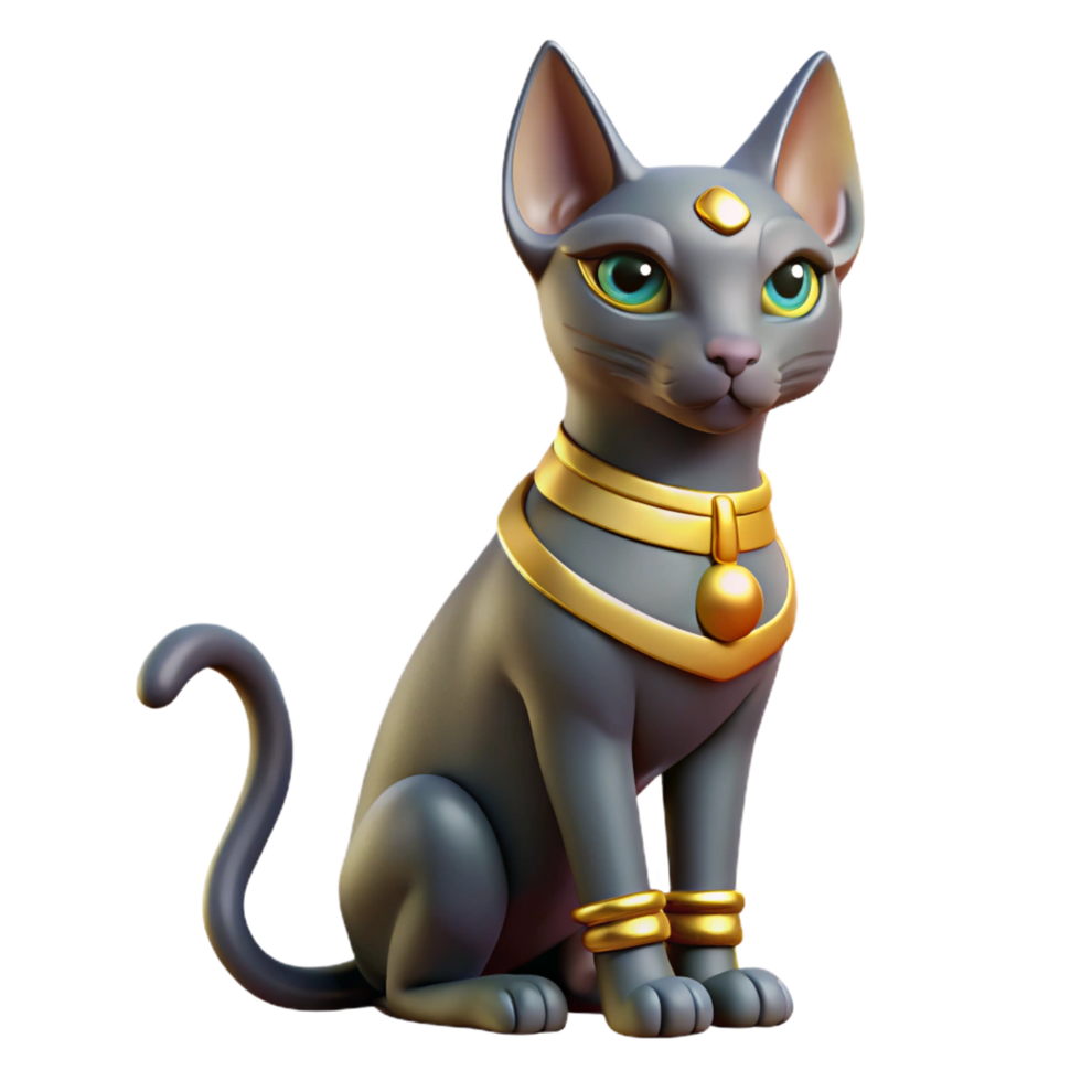 extraordinary ethereal vintage Bastet, Egyptian cat goddess. NO BACKGROUND with Transparent Background. professional png