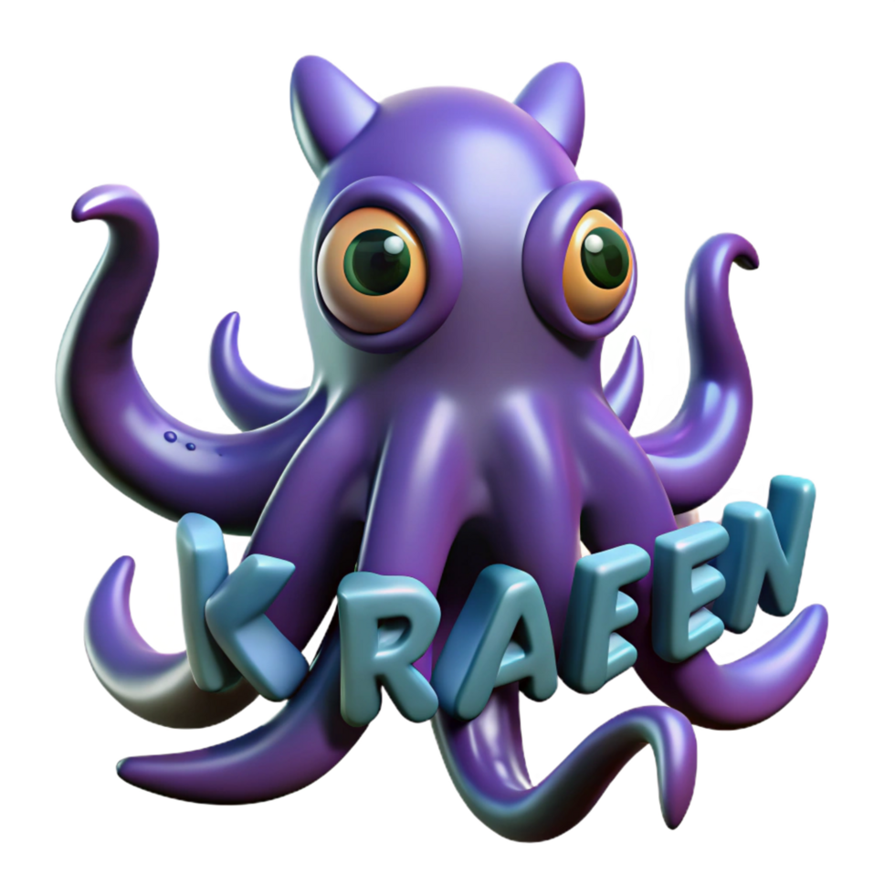 harmonious magnificent Kraken, legendary sea monster. NO BACKGROUND with Transparent Background. studio quality png