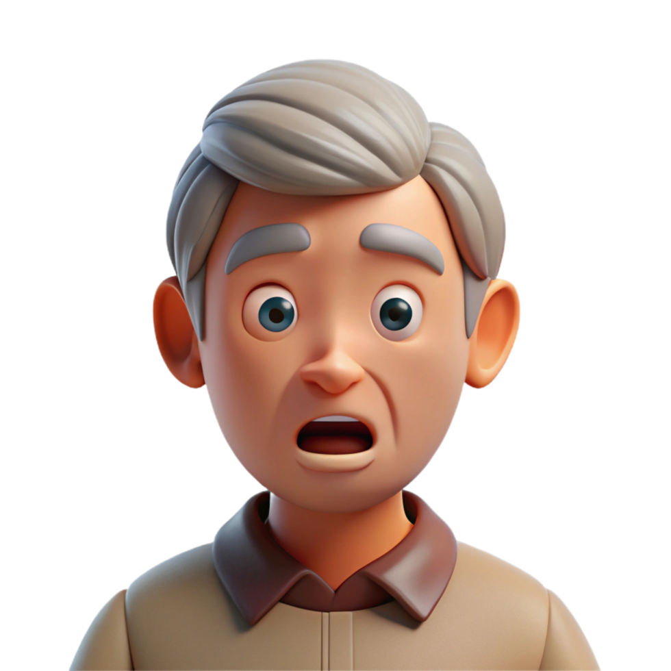 hypnotic mysterious contemporary Confused elderly man, portrait, NO BACKGROUND with Transparent Background. gallery standard png