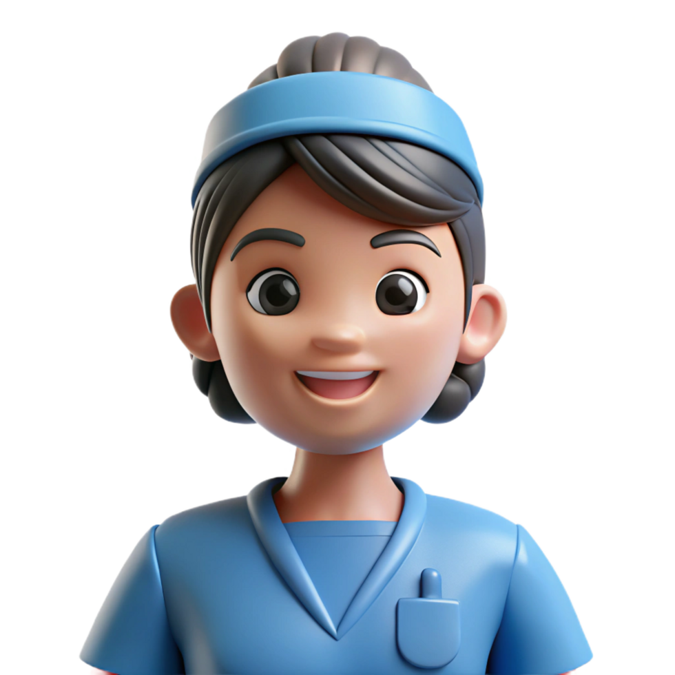 exquisite impressionist Nurse, wearing scrubs, NO BACKGROUND with Transparent Background. original png