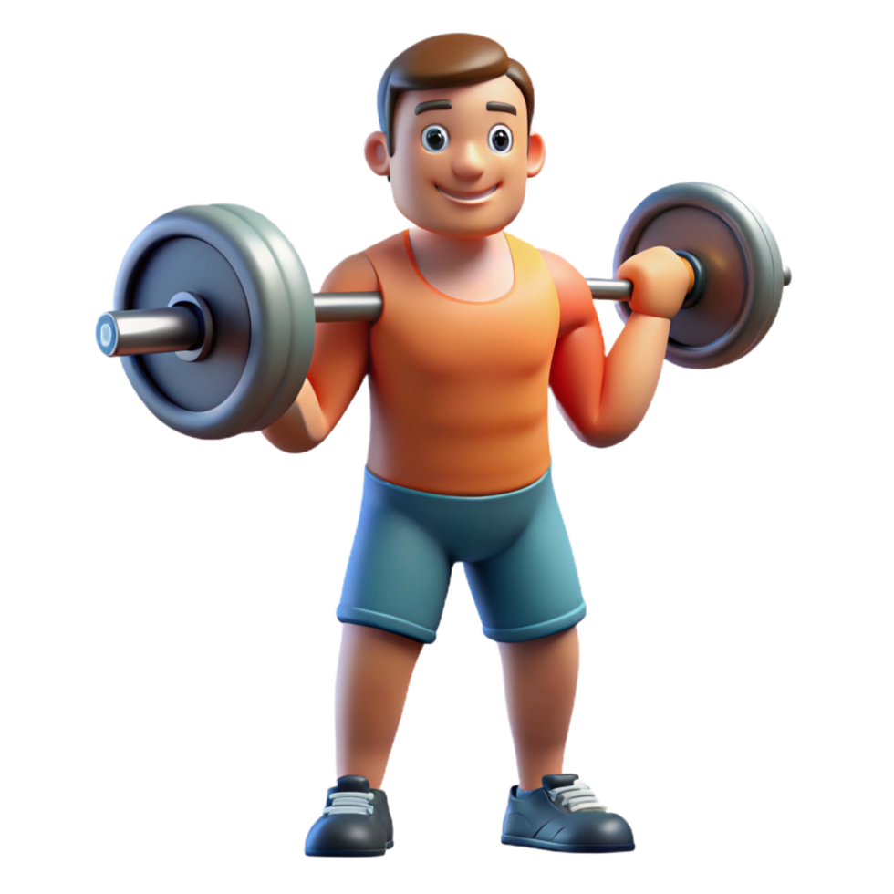 harmonious dazzling Man, lifting weights, NO BACKGROUND with Transparent Background. studio quality png