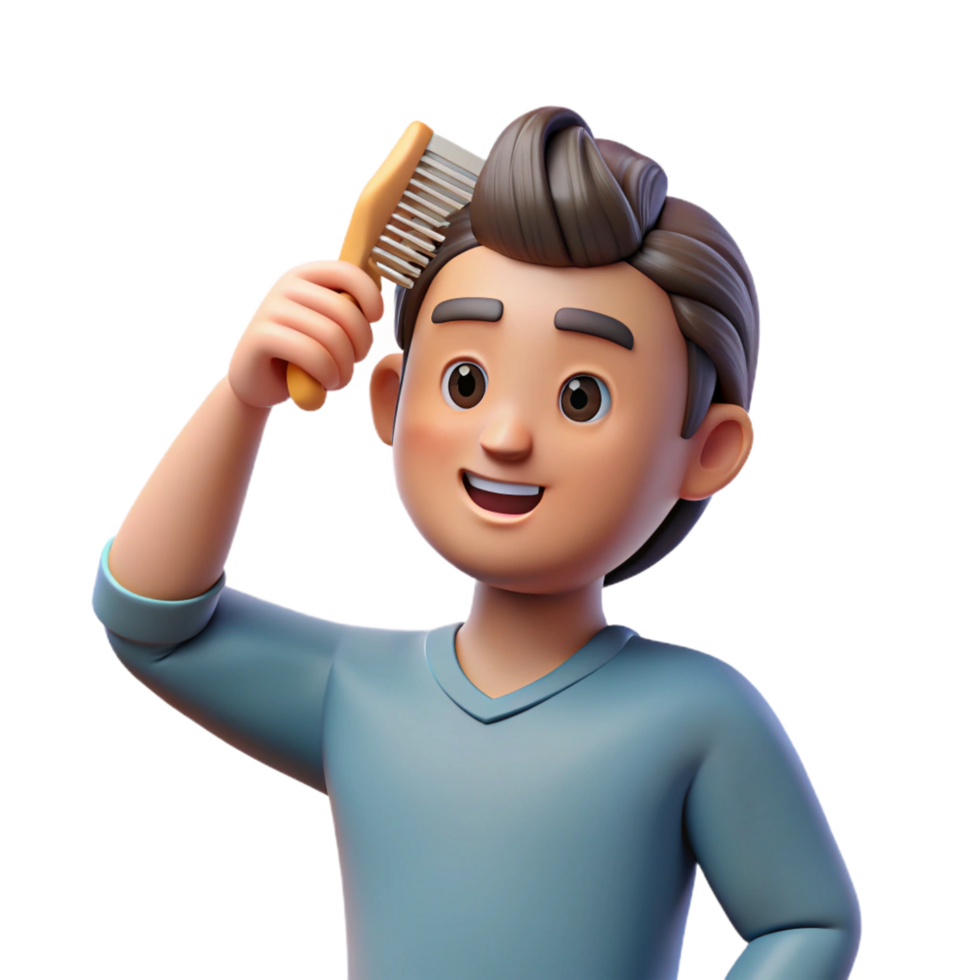 exquisite geometric Man, combing his hair, NO BACKGROUND with Transparent Background. ultra HD png