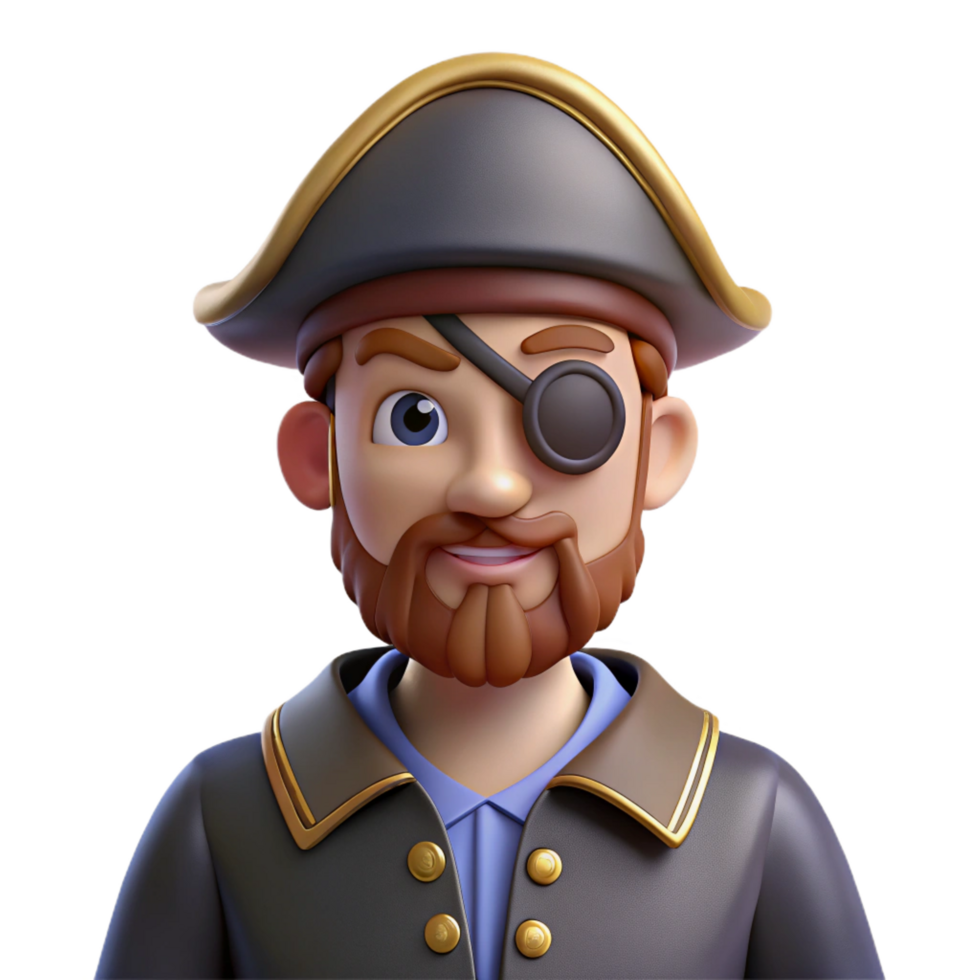 enchanting tropical Pirate, with eye patch, NO BACKGROUND with Transparent Background. exclusive png