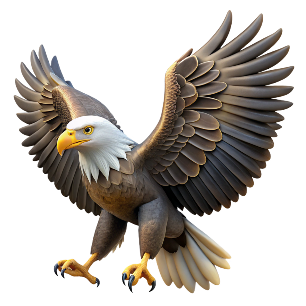 extraordinary ethereal tropical A majestic bald eagle with spread wings, NO BACKGROUND with Transparent Background. sharp png