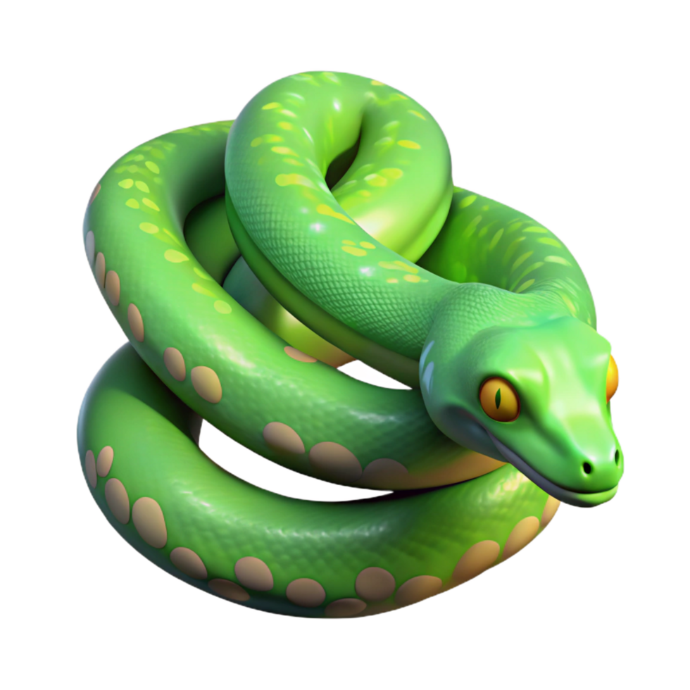 gorgeous geometric A slithering green tree python, NO BACKGROUND with Transparent Background. handcrafted png