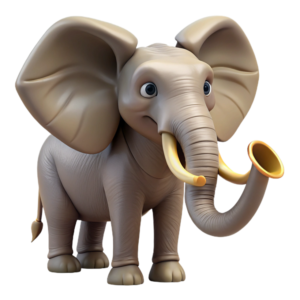 enchanting memorable A trumpeting African elephant, NO BACKGROUND with Transparent Background. png