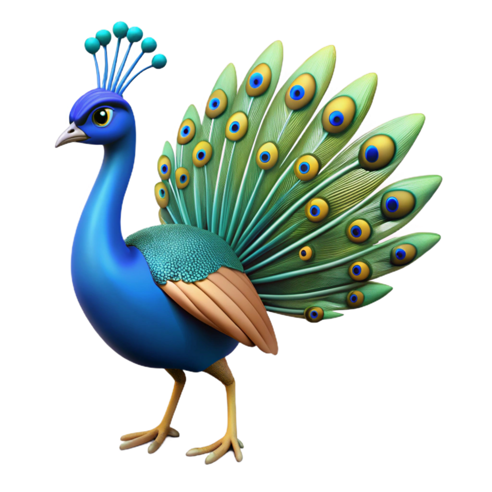 immaculate timeless A strutting peacock with tail feathers displayed, NO BACKGROUND with Transparent Background. png