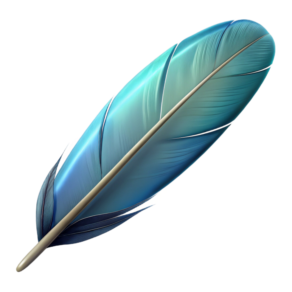 ethereal picturesque A single feather, NO BACKGROUND with Transparent Background. genuine png