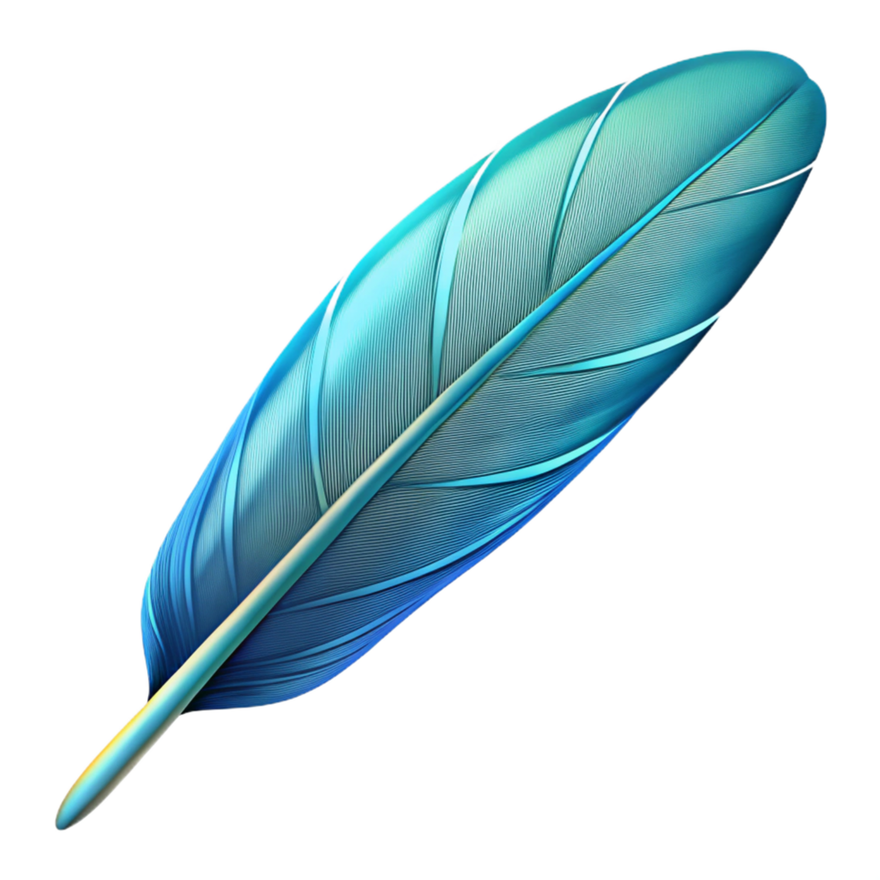 enchanting bold avant-garde A single feather, NO BACKGROUND with Transparent Background. original png