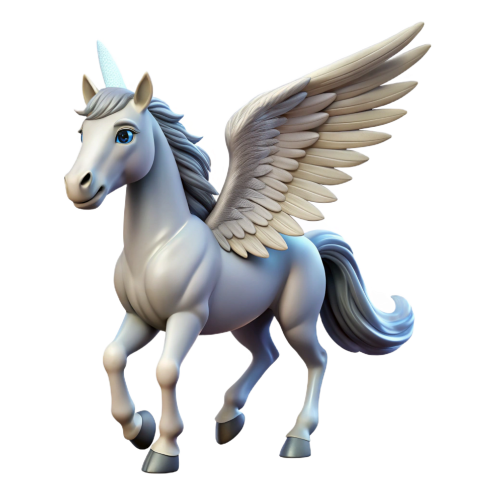 gorgeous avant-garde A majestic pegasus with feathered wings. NO BACKGROUND with Transparent Background. studio quality png