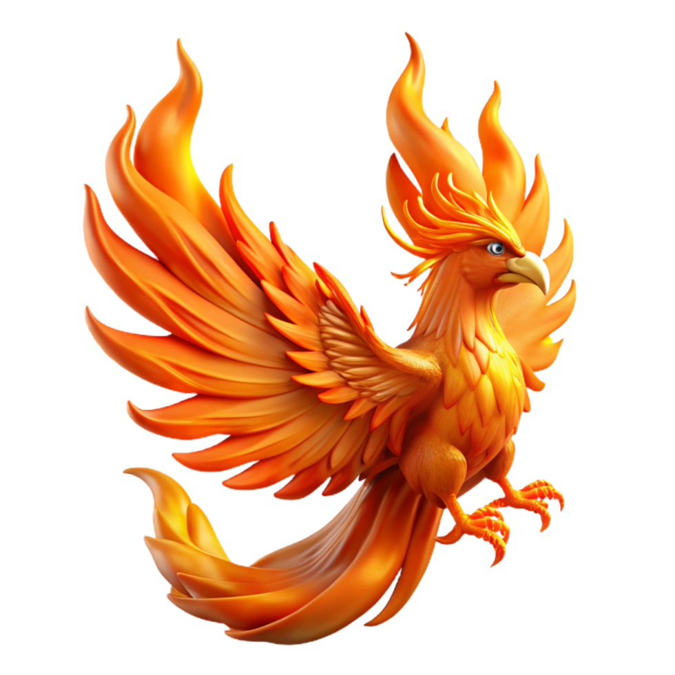 gorgeous harmonious impressionist A detailed phoenix engulfed in flames. NO BACKGROUND with Transparent Background. studio quality png