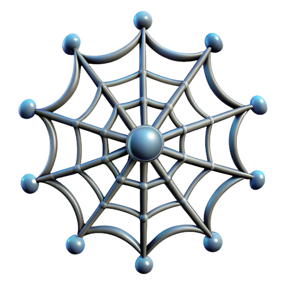 elegant mid-century A single, realistic spider web with dew drops. NO BACKGROUND with Transparent Background. exclusive png