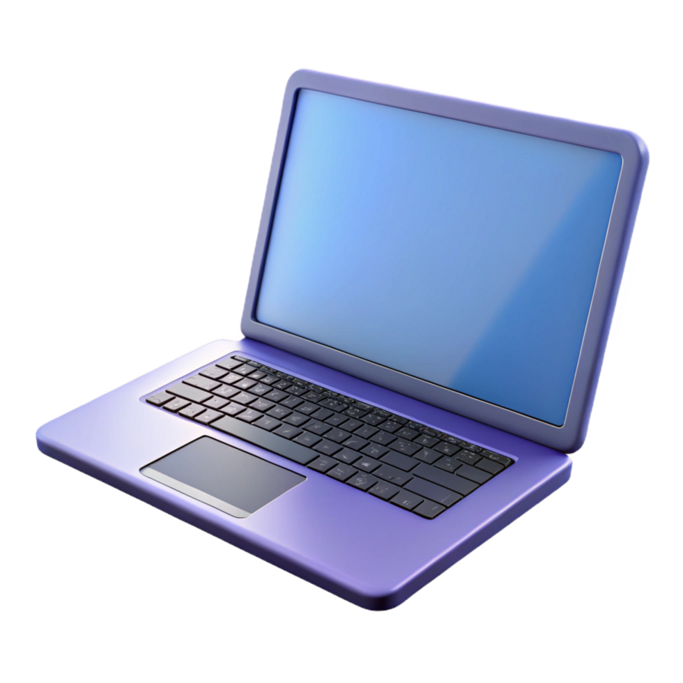 glorious artistic Laptop computer with open screen, NO BACKGROUND with Transparent Background. gallery standard png