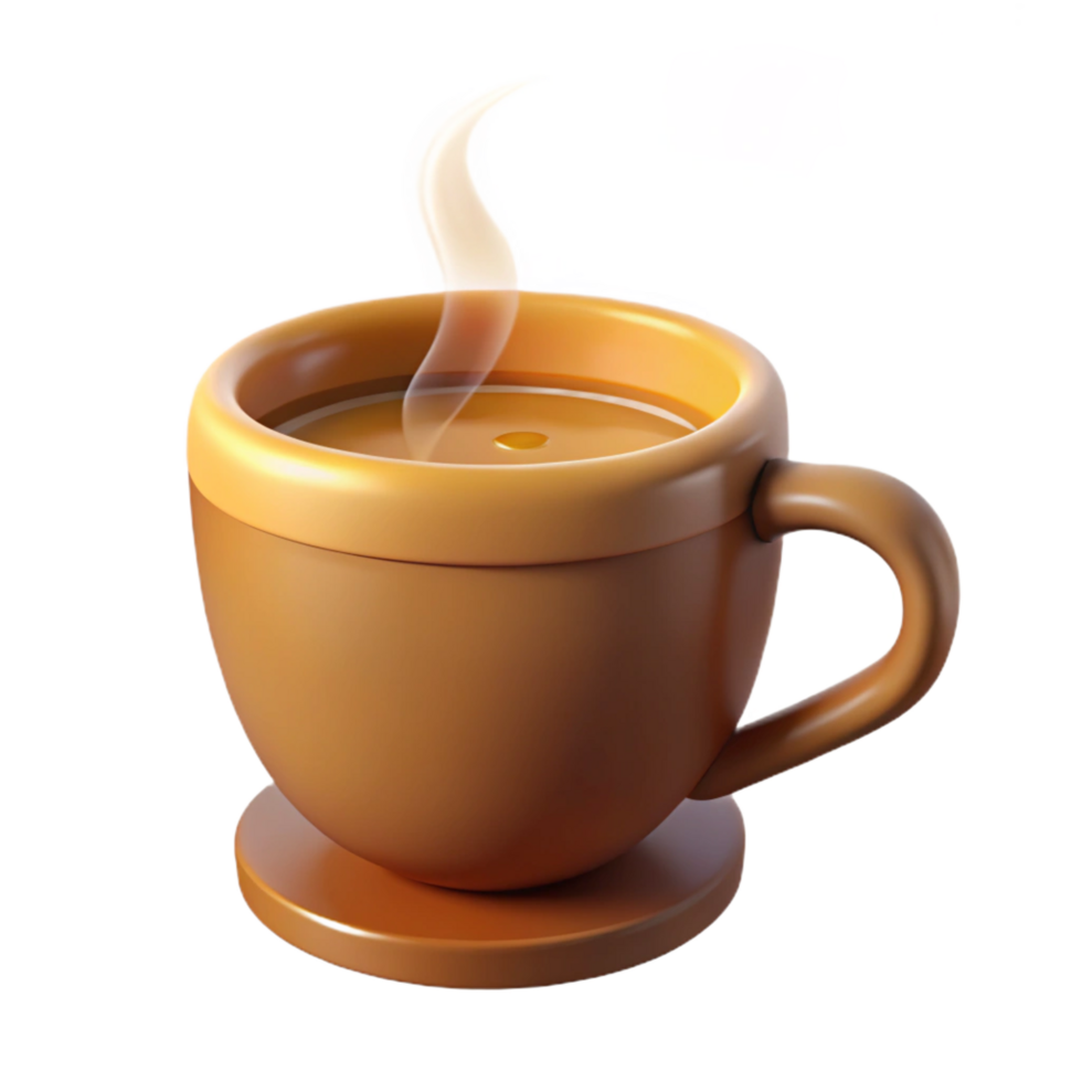 exquisite romantic art deco Coffee mug with steam, NO BACKGROUND with Transparent Background. exclusive png