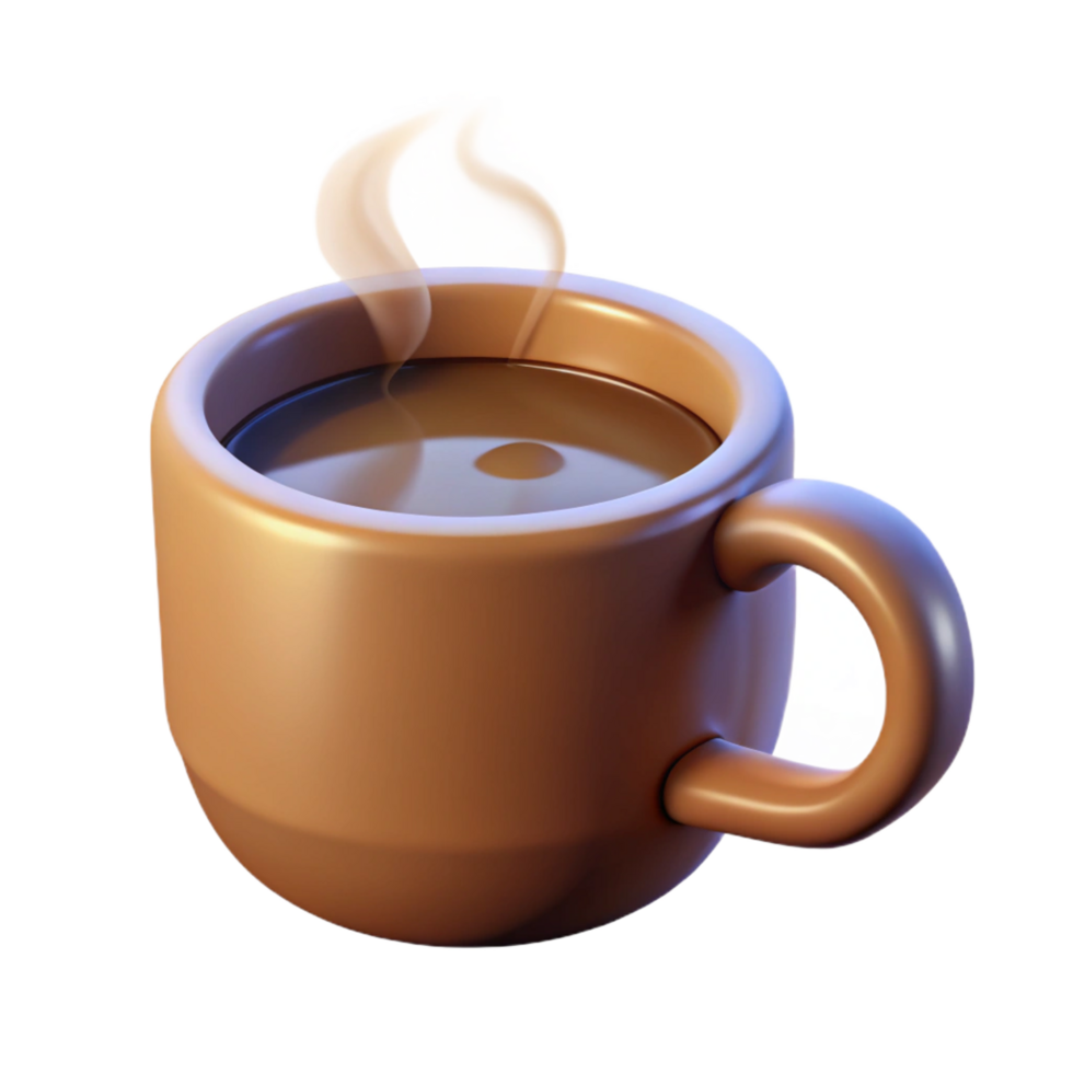 impressive dreamy rustic Coffee mug with steam, NO BACKGROUND with Transparent Background. authentic png