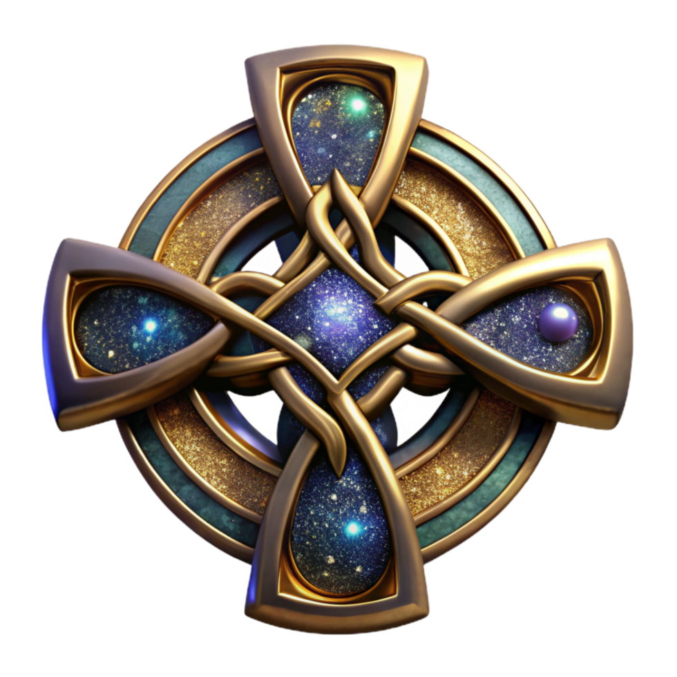 vibrant modern Celtic Cross Iconography Cutout with Intricate Knotwork authentic png