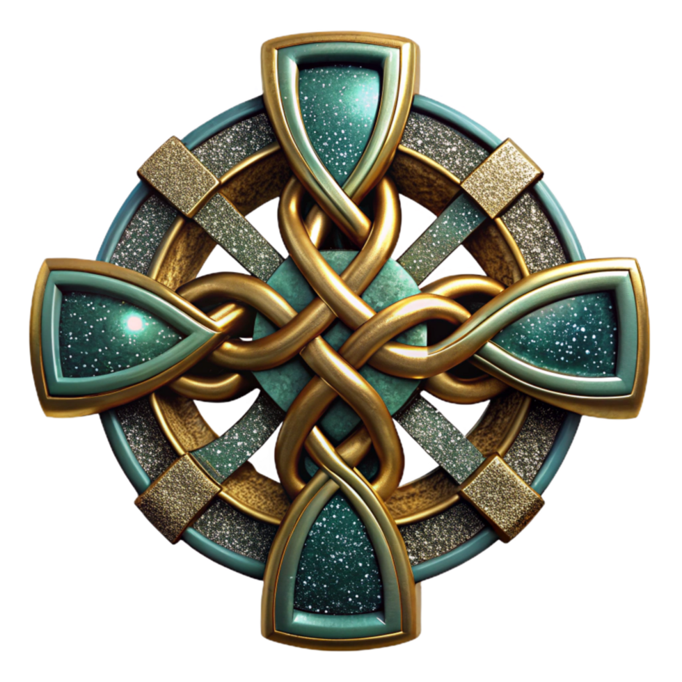 dramatic minimalist Celtic Cross Iconography Cutout with Intricate Knotwork exclusive png
