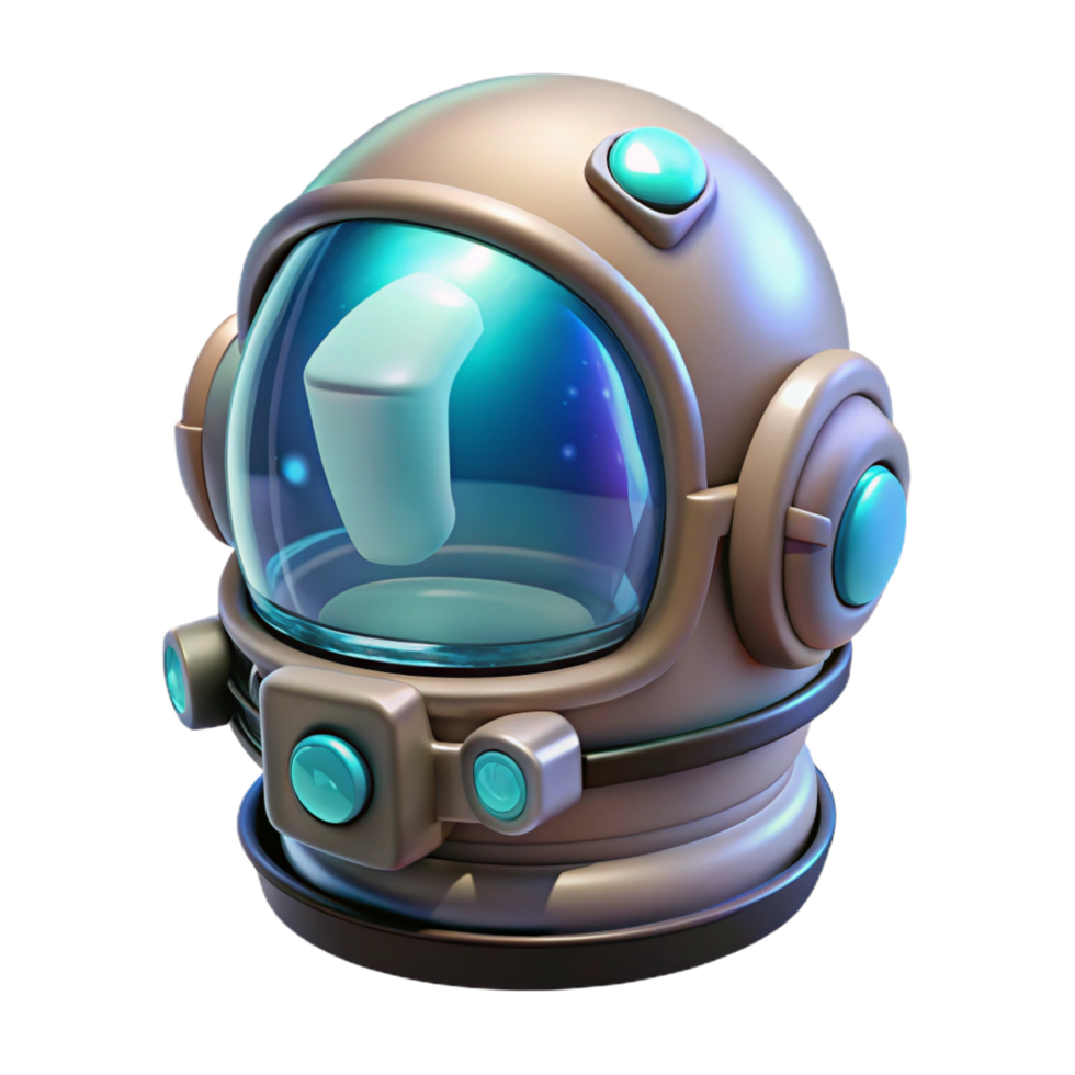 extraordinary abstract Crystalline space helmet with bioluminescent accents, NO BACKGROUND with Transparent Background. impeccable png