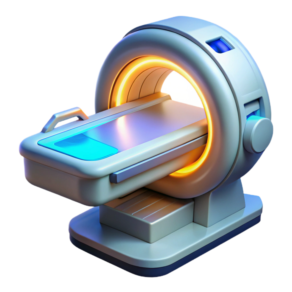 extraordinary ethereal urban High-tech medical scanner with glowing interface, NO BACKGROUND with Transparent Background. 8K png