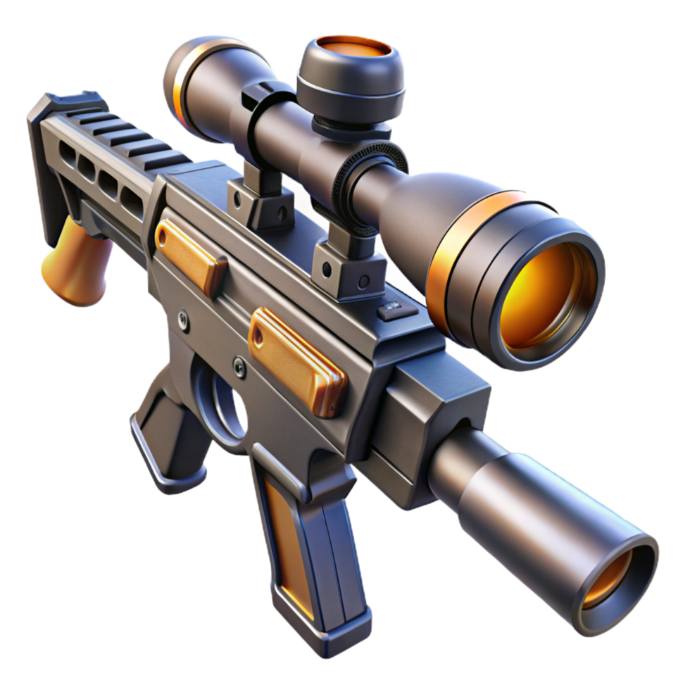 enchanting nostalgic impressionist Advanced energy rifle with telescopic sight, NO BACKGROUND with Transparent Background. sharp png