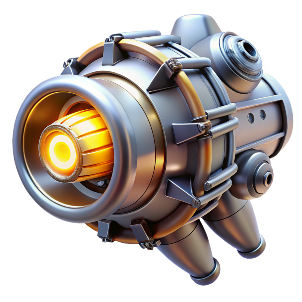 immaculate unforgettable Highly detailed spaceship engine with glowing core, NO BACKGROUND with Transparent Background. png