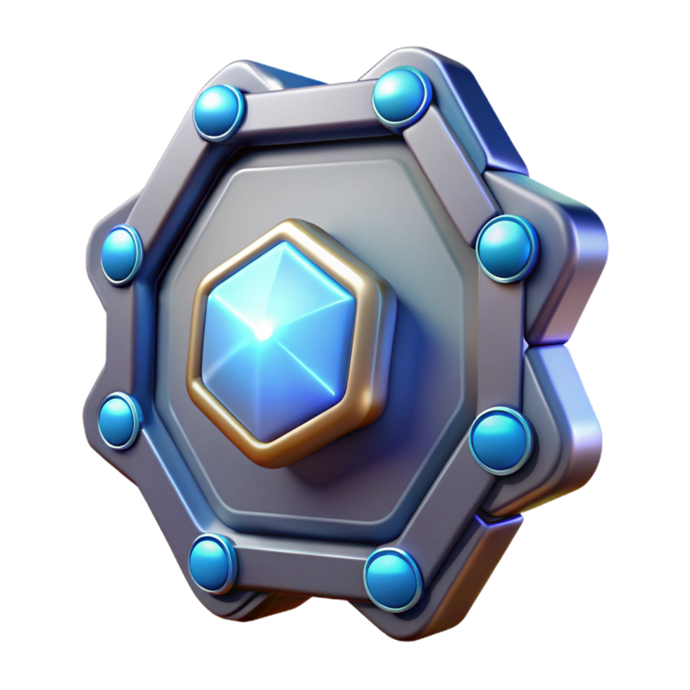 enchanting iconic Futuristic communicator badge with flashing lights, NO BACKGROUND with Transparent Background. png