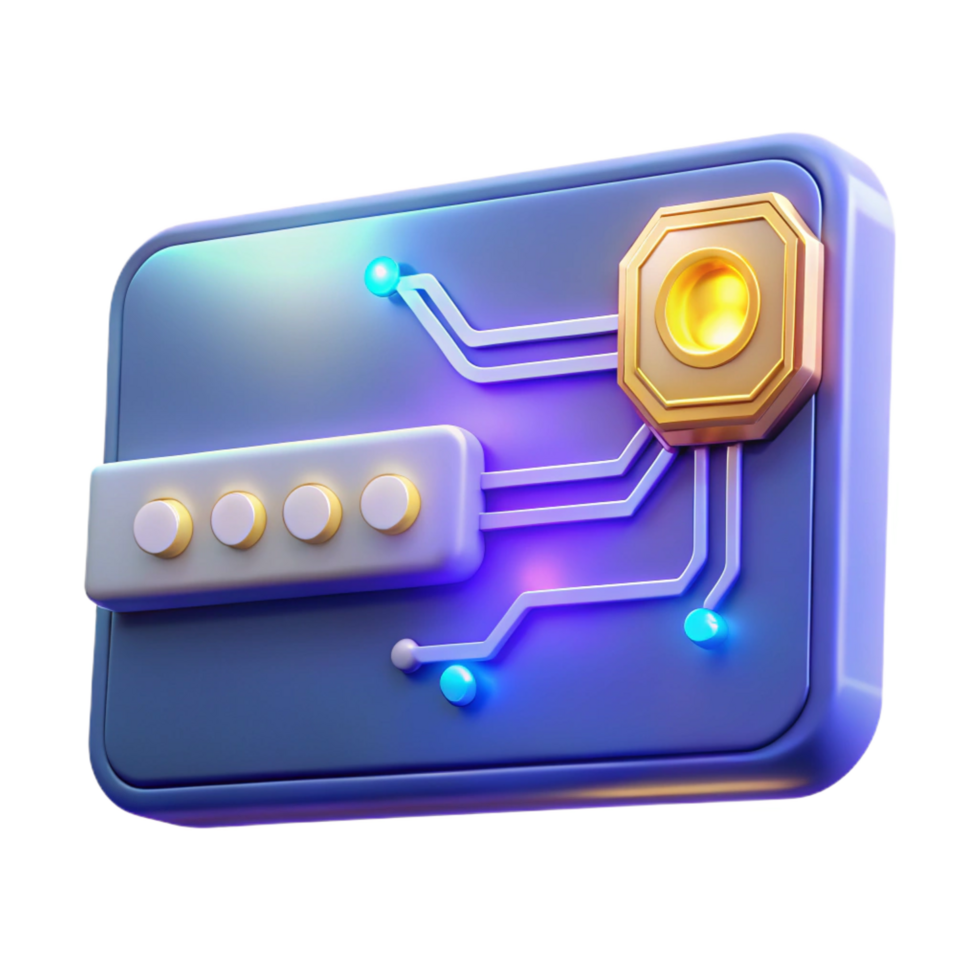 enchanting coveted Futuristic keycard with glowing circuitry, NO BACKGROUND with Transparent Background. png