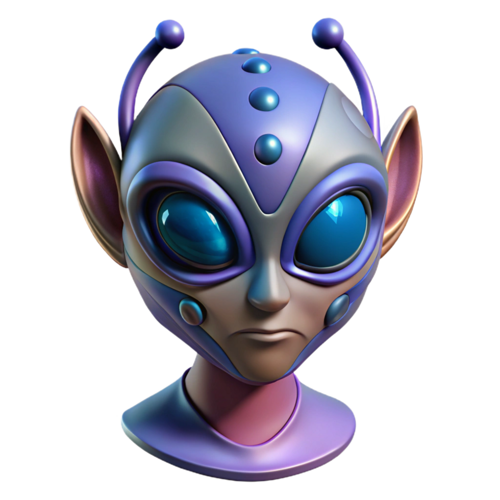 harmonious majestic Stylized alien headpiece with intricate details, NO BACKGROUND with Transparent Background. perfect clarity png