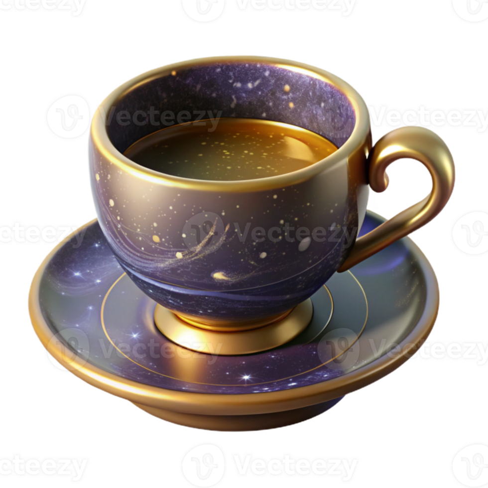 magnificent artistic Ceramic Teacup with Saucer Matching Pattern Transparent Background premium png