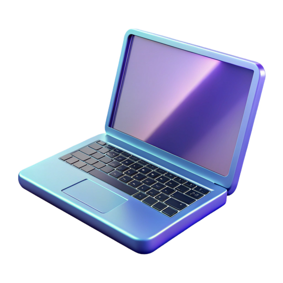 elegant memorable Laptop computer with open lid NO BACKGROUND with Transparent Background. png