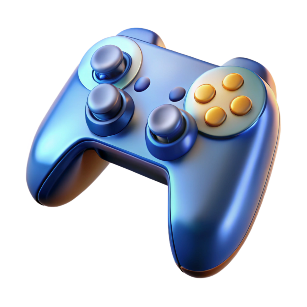 energetic pristine Gaming console controller NO BACKGROUND with Transparent Background. expertly shot png