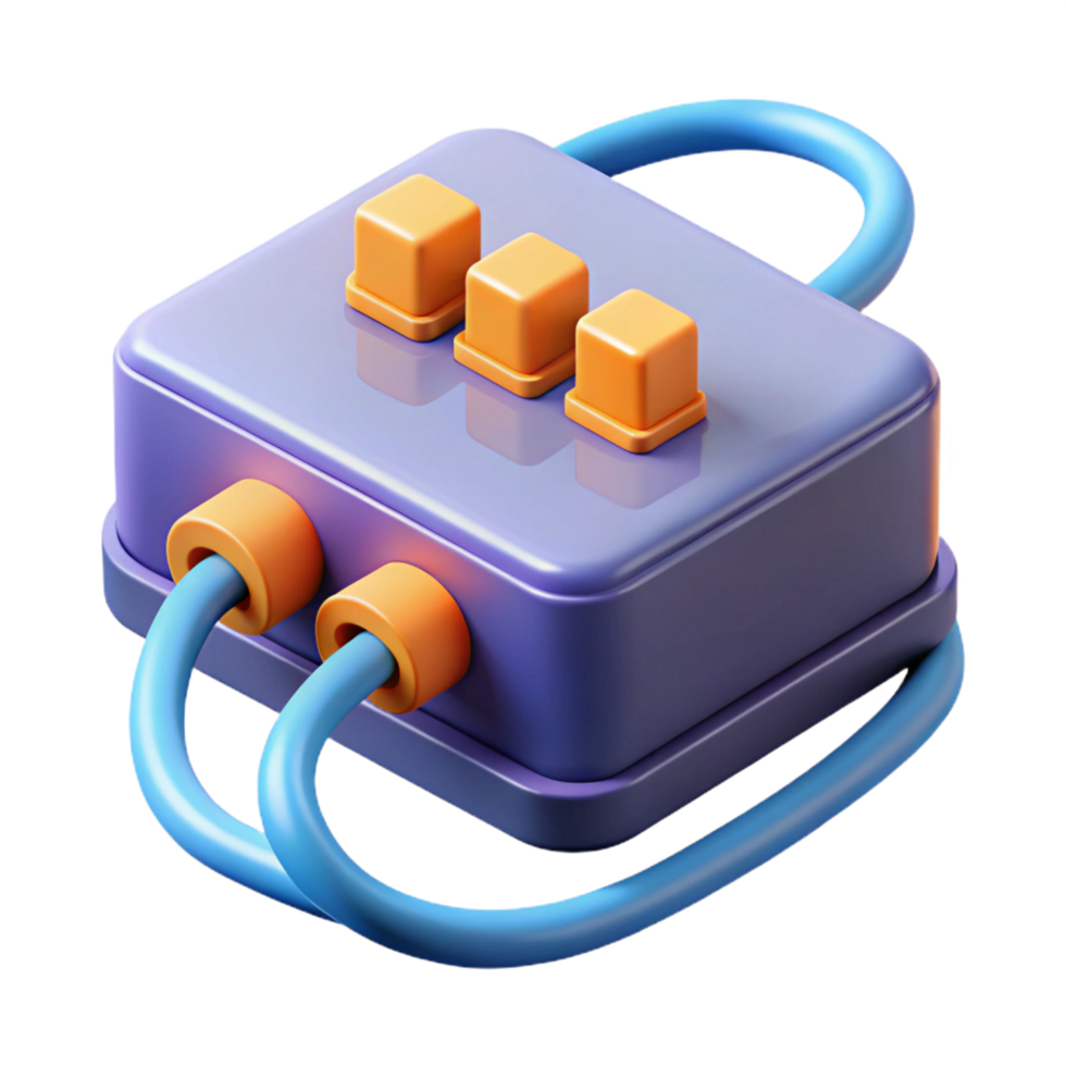iconic modern Network switch with ethernet cables NO BACKGROUND with Transparent Background. gallery standard png