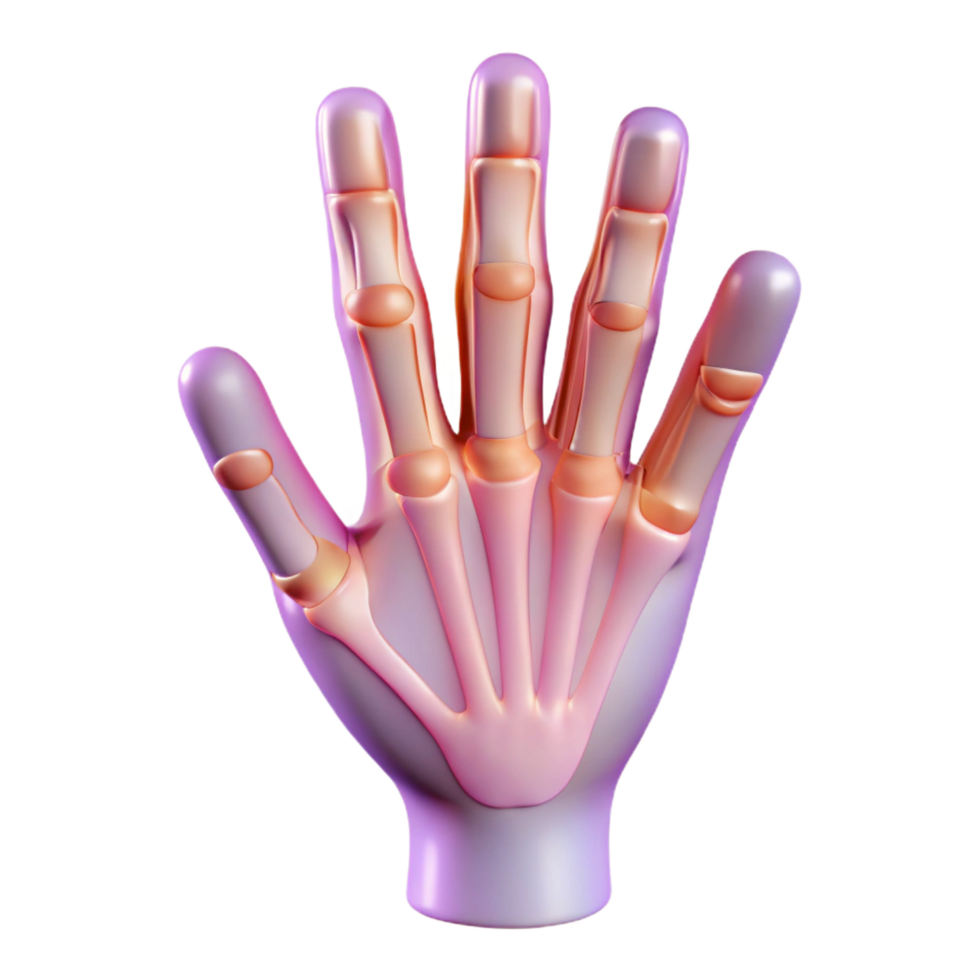 harmonious radiant X-ray image of a human hand NO BACKGROUND with Transparent Background. refined png