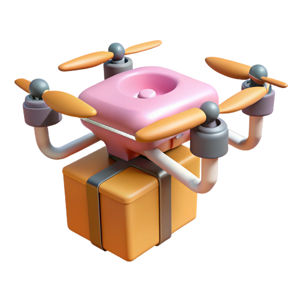 immaculate abstract Delivery drone NO BACKGROUND with Transparent Background. masterfully captured png