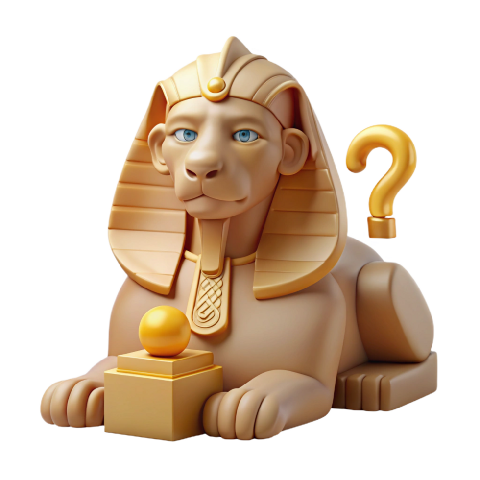 exquisite acclaimed Sphinx, mythical creature, with riddle, NO BACKGROUND with Transparent Background. png