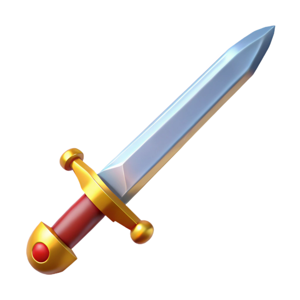 elegant playful baroque Excalibur, King Arthur's sword, NO BACKGROUND with Transparent Background. professional png
