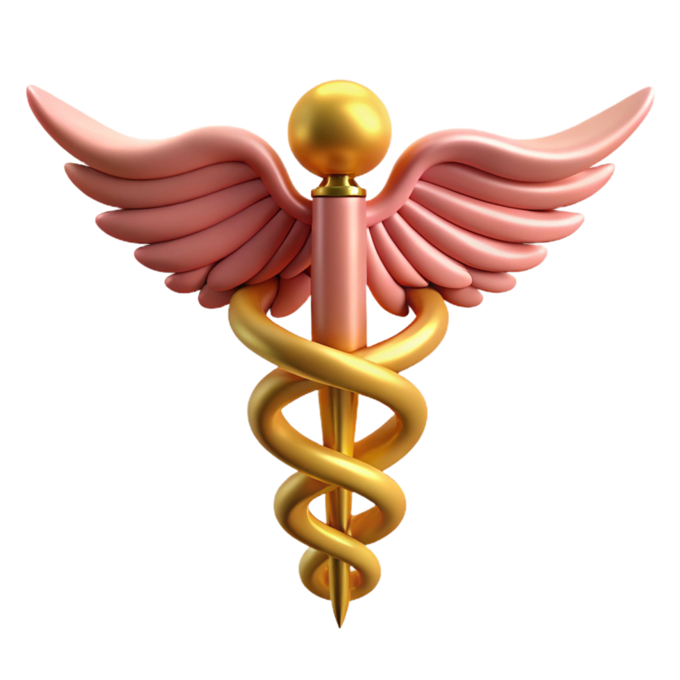exemplary urban Caduceus, Hermes' staff, NO BACKGROUND with Transparent Background. fine detail png