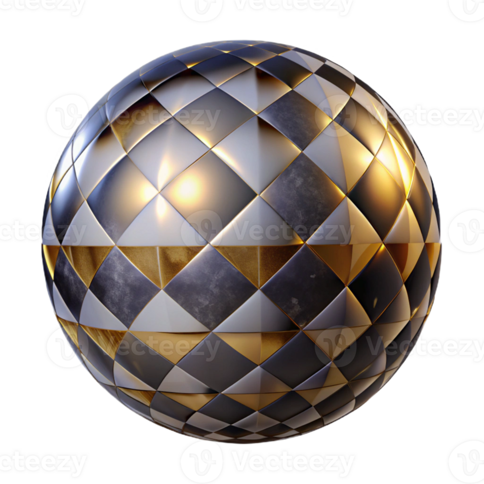 beautiful rustic Checkered Sphere Illusion Cutout with Shadow Detail png