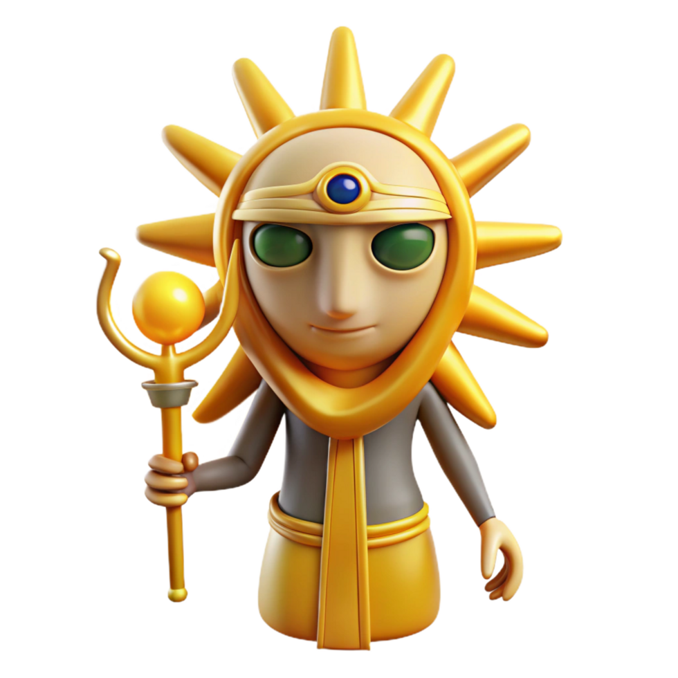 exquisite industrial Ra, Egyptian sun god, NO BACKGROUND with Transparent Background. fine detail png