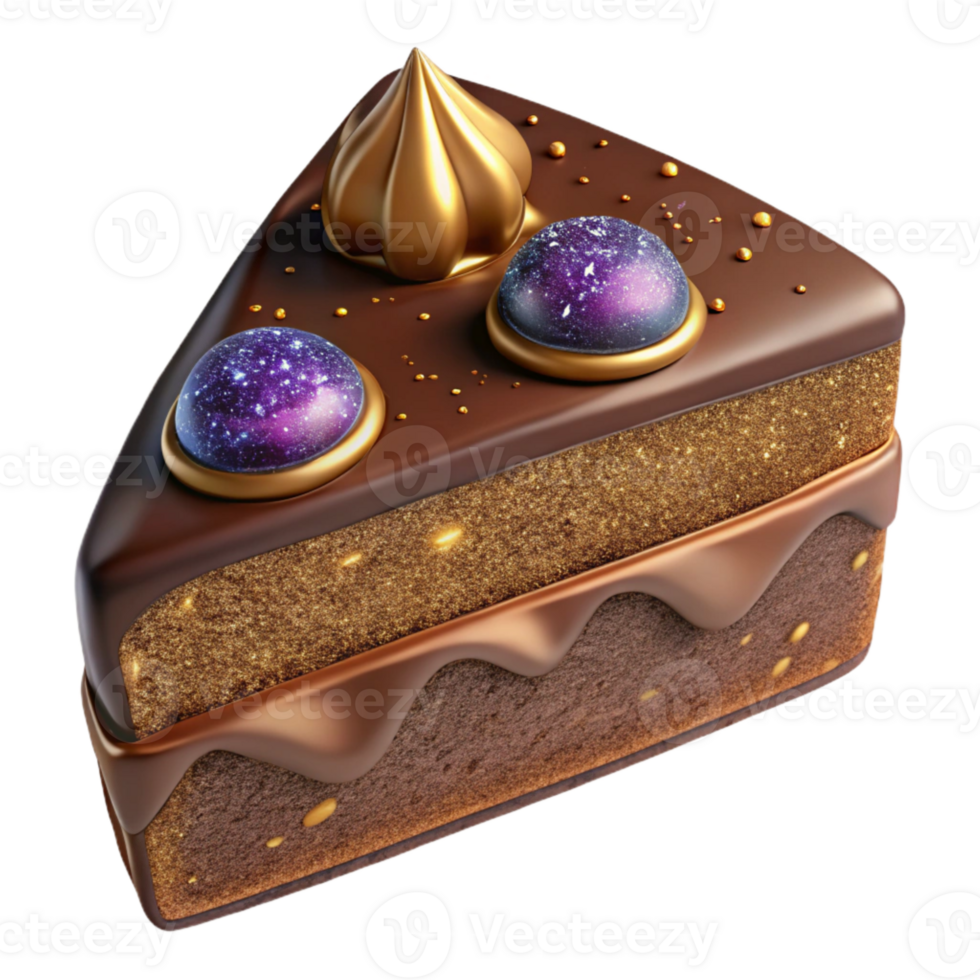 dramatic abstract Chocolate Brown Cake Slice Transparent Background detailed png