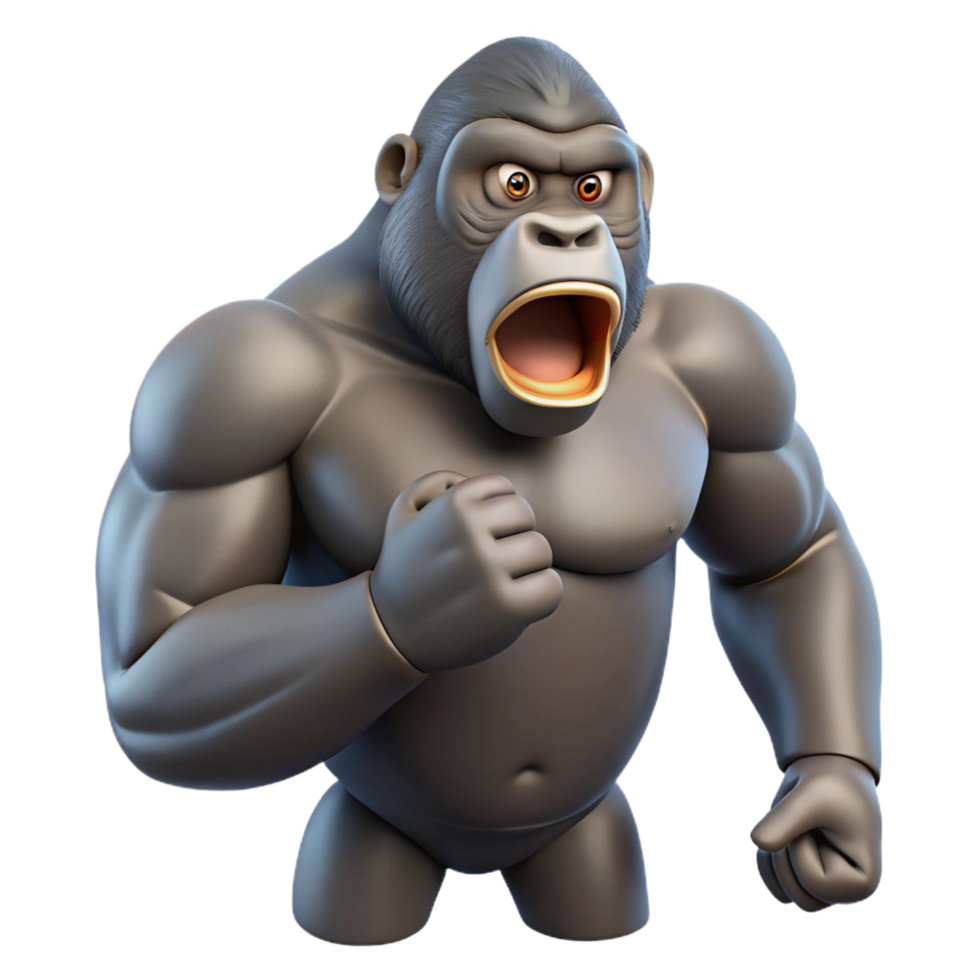 exceptional creative Gorilla beating its chest NO BACKGROUND with Transparent Background. impeccable png