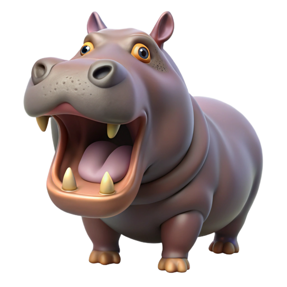 exquisite unparalleled Hippopotamus opening its mouth NO BACKGROUND with Transparent Background. png